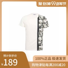 blackgateone经典白色半边抽象印花时尚男士休闲圆领短袖T恤
