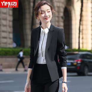 黑色西装外套女夏季韩版修身气质职