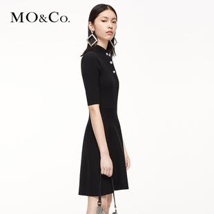 MOCO小黑裙修身小高领连衣裙