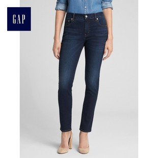 [Gap]女装|直筒水洗卷边牛仔裤