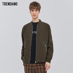 trendiano纯色立领开衫夹克外套