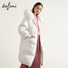伊芙丽冬装新款宽松白色外套长款蓬