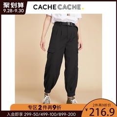 CacheCache黑色工装裤女2020秋冬新