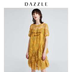 DAZZLE地素 春装新款淡黄的长裙仙