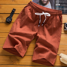 Shorts men's summer cotton hemp Capris loose casual pants summer trend beach sports pants
