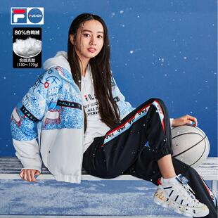 fila斐乐官方高圆圆同款羽绒服2020年新款宽松短款连帽外套运动羽绒服