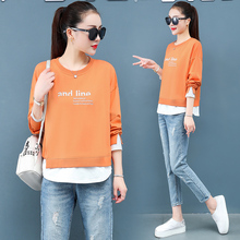 Leisure Women's sweater 2020 spring new Korean version loose air age reduced cotton round neck holiday