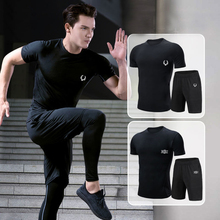 Spring and summer running suit 2020 summer new sportswear breathable short sleeve training men's five