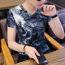 Summer men's thin short sleeve t-shirt men's Korean embossed V-neck T-shirt upper garment youth