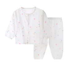 婴儿衣服夏季宝宝长袖套装纯棉纱布