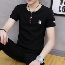 Summer men's short sleeve T-shirt V-neck half sleeve Korean Trend half sleeve slim fit