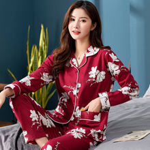 South polar women's pajamas spring and autumn long sleeve cotton thin style middle-aged and elderly mothers all cotton open