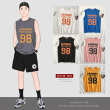 Sports vest outside men's ins summer relaxed fitness shoulder fashion brand cotton sleeveless T-shirt