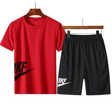 Sports suit men's summer quick drying short sleeve fitness shorts running T-shirt football shirt two pieces