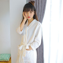 Nightgown women's summer thin waffle bathrobe women's simple