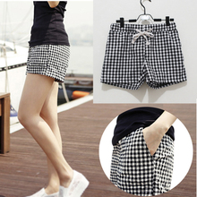 Non shrinking cotton and linen Plaid Shorts for leisure and home use