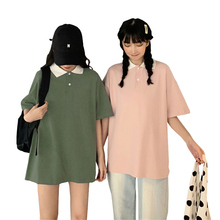 Korean New Style Hong Kong Style polo t-shirt women's Japanese department ins short sleeve students