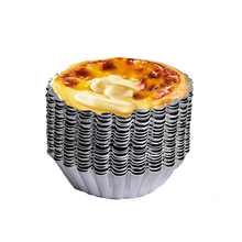 圆形铝制蛋糕模具烘焙家用布丁菊花烤箱蛋挞托锡纸杯
