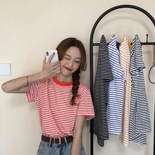 Super hot ECE summer new Korean stripe short sleeve T-shirt women's loose thin T-shirt