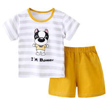 Pure cotton baby short sleeve suit summer children's summer two pieces