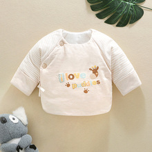 新生儿棉衣半背衣秋季0-3个月1和尚服上衣婴儿衣服