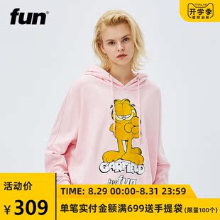 fun潮牌长袖卫衣加菲猫套头连帽休