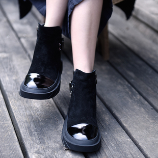 短靴英伦风马丁靴女真皮平底短筒女