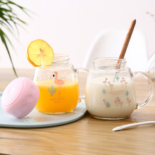 Glass water cup female student Korean creative trend cup portable Korean lovely tea cup fruit