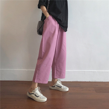 Comfortable straight tube loose high waist pure cotton wide leg pants for women's summer and Korean version