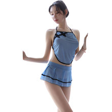 2020 new underwear female perspective bellyback uniform Republic style student dress sexy thin style flag