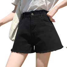Denim shorts women 2020 new high waist show thin loose A-shaped straight tube wide leg shorts