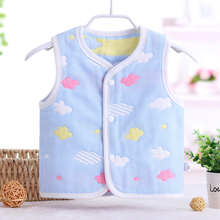 6-layer pure cotton gauze baby vest baby spring and autumn days warm vest newborn shoulder