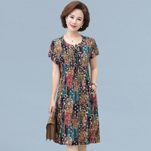 Suitable for small mother short skirt middle-aged and old people's clothes women's cotton silk dress