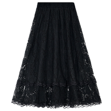 Water soluble lace skirt medium length women's new high waist A-line black in spring and summer 2020