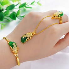 Vietnam Shajin Bracelet women's red and green agate transfer recruitment Gold Pendant plated with 24K ring