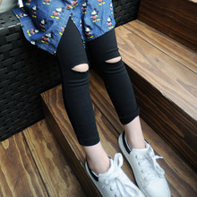 Spring and autumn new ripped knee cropped pants Leggings